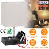 Fully Dimmable Table Lamp for Bedroom Living Room Bedside Lamp for Nightstand Dual USB Ports 2 Power Outlets LED Bulb Included