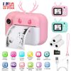 Kids Instant Print Camera 2.4in Digital Zero Ink Selfie Camera 1080P HD Video Recorder Toddler Camera with Dual Lens 3 Roll Print Papers Cute Stickers