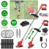Electric Cordless Grass Trimmer Rechargeable Lawn Mower Weed Cutter with 2 Alloy Saw Blades 2 Alloy Blades 10 Plastic Blades 2 Rechargeable Batteries