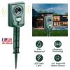 Ultrasonic Animal Repeller IP44 Waterproof Motion Sensor Repellent Outdoor Animal Deterrent w/ Flashing LED Light For Farm Garden Yard Repelling Deer