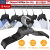 10 Pack Clothes Hangers Non-Slip Notched Space-Saving Plastic Clothing Hangers for Shirt Suit Coat Home Store Use