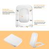 Square Toilet Seat with Grip-Tight Seat Bumpers Heavy-Duty Quiet-Close Quick-Release Easy Cleaning White UK