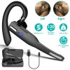 Unilateral Wireless V5.1 Business Earpiece with Charging Case Rechargeable Wireless in-Ear Headset with Hook for Car Driving Phone Call Office