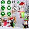 5.9FT Christmas Inflatable Outdoor Decoration Polar Bear Gift Box Penguin Blow Up Yard Decoration with LED Light Built-in Air Blower for Winter Holida