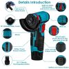 12V Cordless Mini Angle Grinder Hand Polishing Grinding Machine Cordless Cutter Grinding Tool with 7Pcs Disc 2Pcs 1100mAh Batteries and Charger Hex Ke