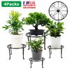 4Packs Iron Plotted Plant Stands Shelves Heavy Duty Round Flower Pot Holder Rack Home Yard Garden Patio Décor