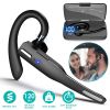 Unilateral Wireless V5.1 Business Earpiece with Charging Case Rechargeable Wireless in-Ear Headset with Hook for Car Driving Phone Call Office