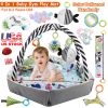 4 In 1 Baby Gym Play Mat Ball Pit Baby Lounger Safety Fence Tummy Time Mat Baby Activity Center with Pillow 18 Balls 9 Toys for 0-3 Years Old