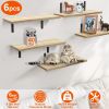6 Sets Floating Shelves 15.74x5.74Inch Wall Mounted Shelves Wood Storage Shelves Metal Bracket Hanging Display Shelf Wall Organizer for Living Room Ba