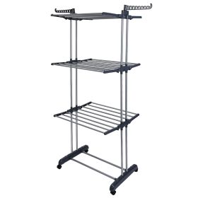 Clothes Drying Rack Rolling Collapsible Laundry Dryer Hanger Stand Rail Shelve
Wardrobe Clothing Drying Racks w/ Dual Side Wings
