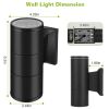 2Pcs Cylindrical Wall Light IP65 Waterproof Up Down Head Wall Mount Lamp For Porch Garage Garden Patio