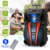 8” Wireless Party Speaker Subwoofer Bass Portable TWS Party Speaker w/ Microphone Support FM Radio Remote Control MMC Car Slot LED Colorful Lights