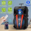8” Wireless Party Speaker Subwoofer Bass Portable TWS Party Speaker w/ Microphone Support FM Radio Remote Control MMC Car Slot LED Colorful Lights