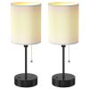 2Pcs Beside Lamps for Bedroom 3 Color Modes Nightstand Lamp USB C+A AC Output Ports Pull Chain E26 Bulb Light