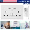 UK Wall Outlet Dual Wall Plug Socket Duplex 2.1A USB Wall Charger with Plug Switch Light Indicator