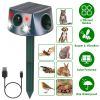 Ultrasonic Solar Animal Repeller Outdoor Mole Snake Squirrel Repellent Waterproof Bird Deer Dog Cat Deterrent with 6 Modes Motion Sensor Vibration Sta