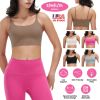Women Strap Sport Bras Padded Strappy Crop Square Neck Low Impact Bras Sexy Fitness Tank Tops with Removable Pads Flat Straps for Gym Yoga Workout Run