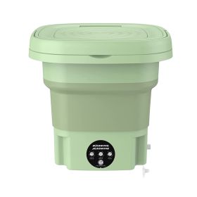 Portable Washing Machine Foldable Laundry Machine with Detachable Drain Basket 3 Modes Electric Clothes Washer for Underwear Socks Towels Baby Clothes (Option: Green)