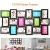 12/18 Pictures Frames Collage for Photos in 4" x 6" Glass Protection Display Wall Mounting Gallery Home Decor Kit