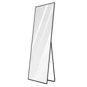Full Length Mirror 63x18.9in Aluminum Alloy Wall Mirror Free Standing Floor Mirror Hanging Leaning Against Wall for Dressing Bedroom Living Room (Option: 50_160CM_Black)