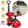 Ride on Push Car 4-Wheel Children Sliding Push Car W/ Colorful Flashing Light Music Handrail Guardrail Push Rod