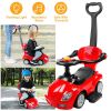 Ride on Push Car 4-Wheel Children Sliding Push Car W/ Colorful Flashing Light Music Handrail Guardrail Push Rod