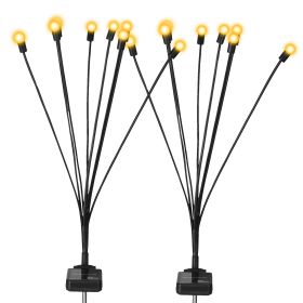 2Pcs Solar Firefly Lights Swaying Decorative Pathway Lamp IP65 Waterproof Landscape Patio Yard Night Light (Option: Warm)