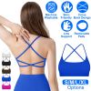 Women Cross Back Sport Bras Padded Strappy Crop Open Back Low Impact Bras Sexy Fitness Tank Tops with Removable Pads Thin Straps for Gym Yoga Workout