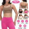 Women Strap Sport Bras Padded Strappy Crop Square Neck Low Impact Bras Sexy Fitness Tank Tops with Removable Pads Flat Straps for Gym Yoga Workout Run