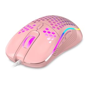Wired Gaming Mouse 7200 DPI Laptop Optical Mouse Honeycomb Lightweight  Mouse with 4 Adjustable DPI Levels 7 Changeable Colors 6 Keys (Option: Pink)