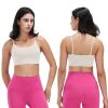 Women Strap Sport Bras Padded Strappy Crop Square Neck Low Impact Bras Sexy Fitness Tank Tops with Removable Pads Flat Straps for Gym Yoga Workout Run
