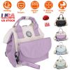 Baby Nappy Diaper Bag with 6 Pockets Burp Cloth Adjustable Shoulder Strap Detachable Small Bag Multifunctional Diaper Changing Bag with 2 Insulated Po