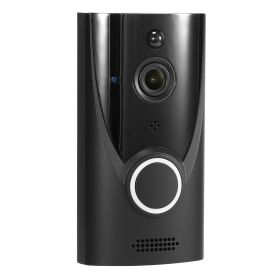 WiFi Video Doorbell Wireless Door Bell 720P HD WiFi Security Camera w/ Two-way Talk PIR Motion Detection IR Night Vision Home Security Camcorder Offic (Option: BLK)