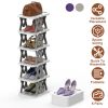6 Tier Foldable Shoe Rack Vertical Shoe Organizer Narrow Shoe Rack for Small Spaces Space Saving Free Standing for Corner Entryway Hallway Bedroom