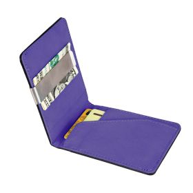 Unisex PU Leather Wallet RFID Blocking Slim Bifold Credit Card Holder with Money Clip (Option: Purple)