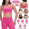 Women Strap Sport Bras Padded Strappy Crop Square Neck Low Impact Bras Sexy Fitness Tank Tops with Removable Pads Flat Straps for Gym Yoga Workout Run