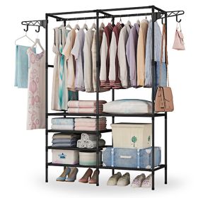 Metal Garment Rack Shoe Clothing Organizer Shelves Freestanding Multifunctional Clothes Wardrobe (Option: GarmentShoeStorageShelf)