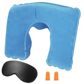 Travel Pillow Inflatable U Shape Neck Pillow Neck Support Head Rest Office Nap Car Airplane Cushion (Option: SkyBlu)