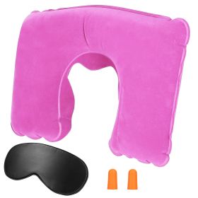 Travel Pillow Inflatable U Shape Neck Pillow Neck Support Head Rest Office Nap Car Airplane Cushion (Option: Pink)
