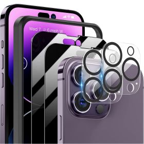 2Pcs Privacy Screen Protectors And 2Pcs Camera Lens Tempered Glass Screen Film Full Coverage Screen Protector Fit for IOS Phone 14/14Plus/14Pro/14Pro (Option: 13Max_2Pc3895)