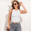 Women Sleeveless Cropped Tank Top High Neck Crop Racer Back Workout Top Machine Washable Summer S M L XL 2XL