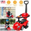Ride on Push Car 4-Wheel Children Sliding Push Car W/ Colorful Flashing Light Music Handrail Guardrail Push Rod