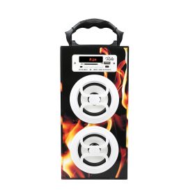 iRola Wireless Speaker 10W Powerful Subwoofer Wooden Loudspeaker FM AUX MMC for iPhone X Samsung S9 Tablet PC (Option: Fire)