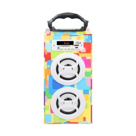 iRola Wireless Speaker 10W Powerful Subwoofer Wooden Loudspeaker FM AUX MMC for iPhone X Samsung S9 Tablet PC (Option: Block)