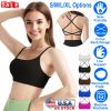 Women Cross Back Sport Bras Padded Strappy Crop Open Back Low Impact Bras Sexy Fitness Tank Tops with Removable Pads Thin Straps for Gym Yoga Workout