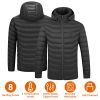 Heated Jacket Electric Heating Coat Lightweight Winter Hooded Jacket with 3-Level Heating Modes 8 Heating Zones Detachable Zipper Hood