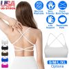 Women Cross Back Sport Bras Padded Strappy Crop Open Back Low Impact Bras Sexy Fitness Tank Tops with Removable Pads Thin Straps for Gym Yoga Workout