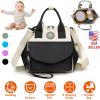 Baby Nappy Diaper Bag with 6 Pockets Burp Cloth Adjustable Shoulder Strap Detachable Small Bag Multifunctional Diaper Changing Bag with 2 Insulated Po
