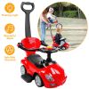 Ride on Push Car 4-Wheel Children Sliding Push Car W/ Colorful Flashing Light Music Handrail Guardrail Push Rod