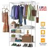 Metal Garment Rack Shoe Clothing Organizer Shelves Freestanding Multifunctional Clothes Wardrobe
